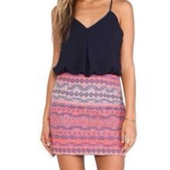 Anthropologie Greylin Soraya twofer chiffon tweed Tapestry blouson dress medium - Picture 12 of 12